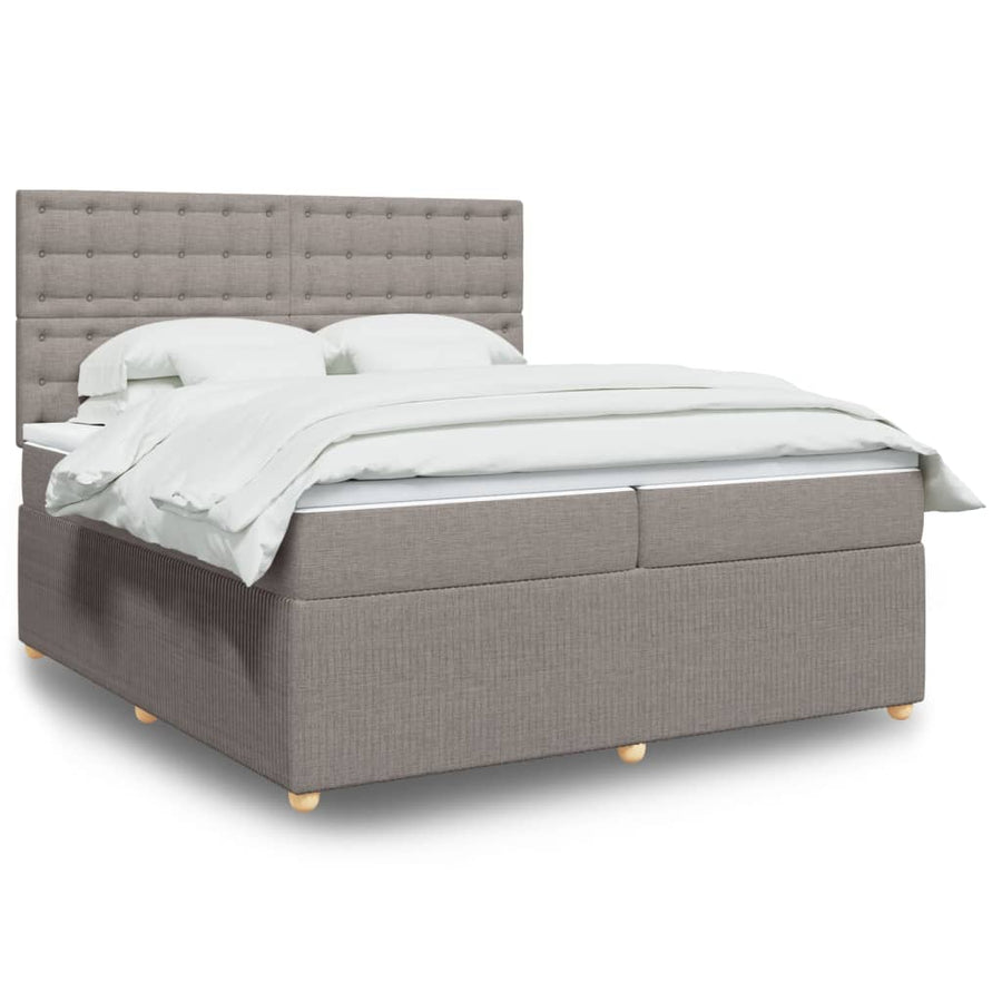 Boxspring met matras stof taupe 200x200 cm