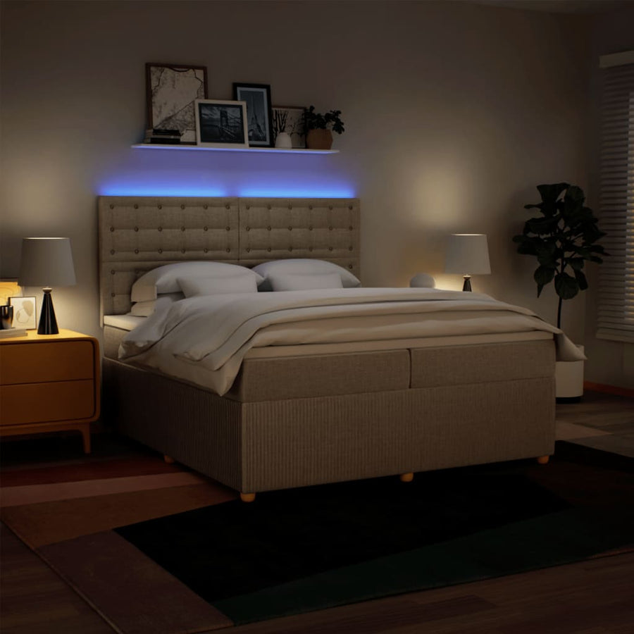 Boxspring met matras stof crèmekleurig 200x200 cm