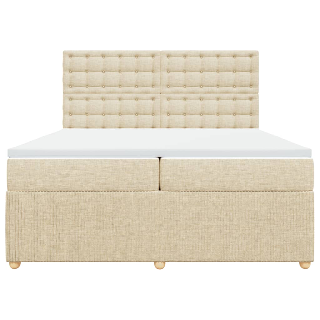 Boxspring met matras stof crèmekleurig 200x200 cm