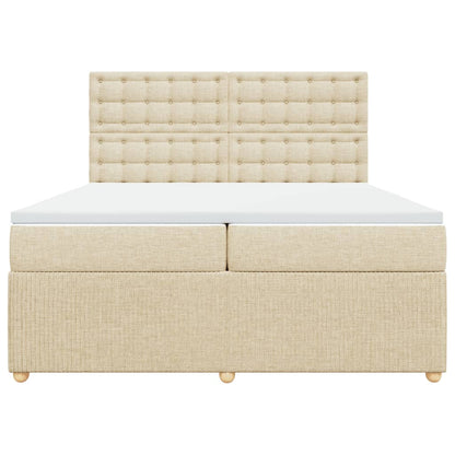 Boxspring met matras stof crèmekleurig 200x200 cm