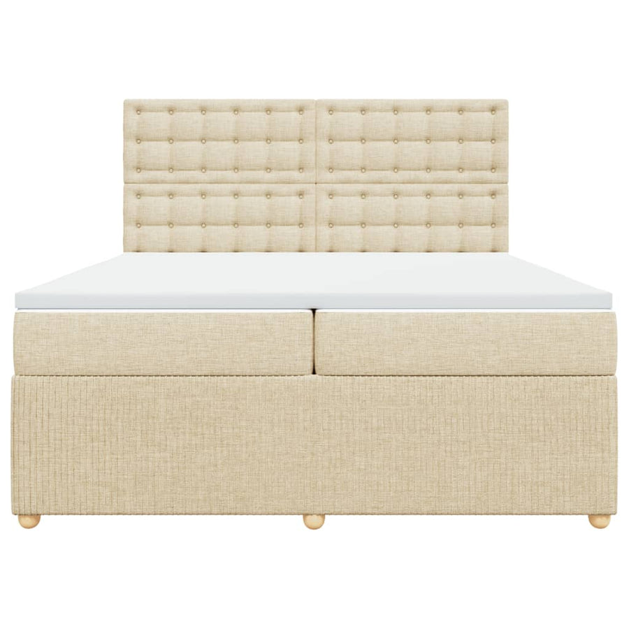 Boxspring met matras stof crèmekleurig 200x200 cm