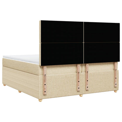 Boxspring met matras stof crèmekleurig 200x200 cm