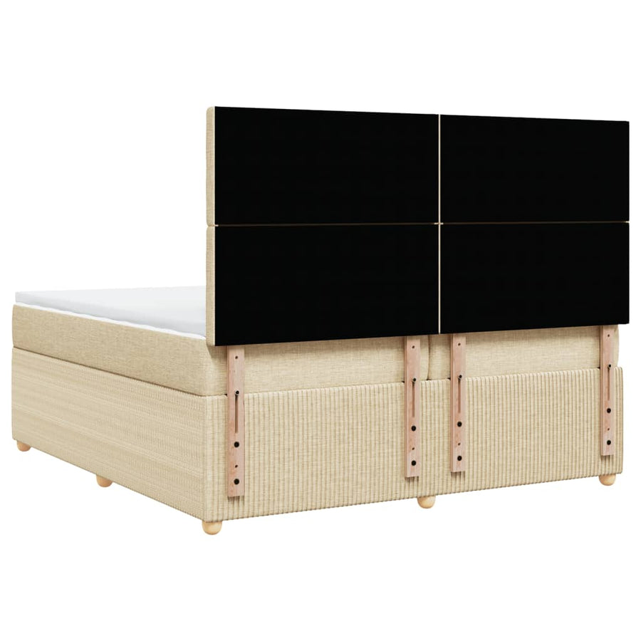 Boxspring met matras stof crèmekleurig 200x200 cm