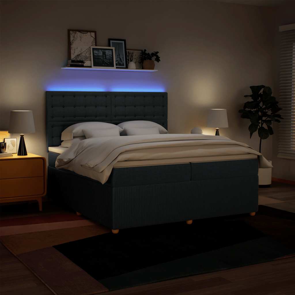 Boxspring met matras stof blauw 200x200 cm