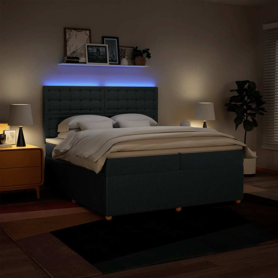 Boxspring met matras stof blauw 200x200 cm