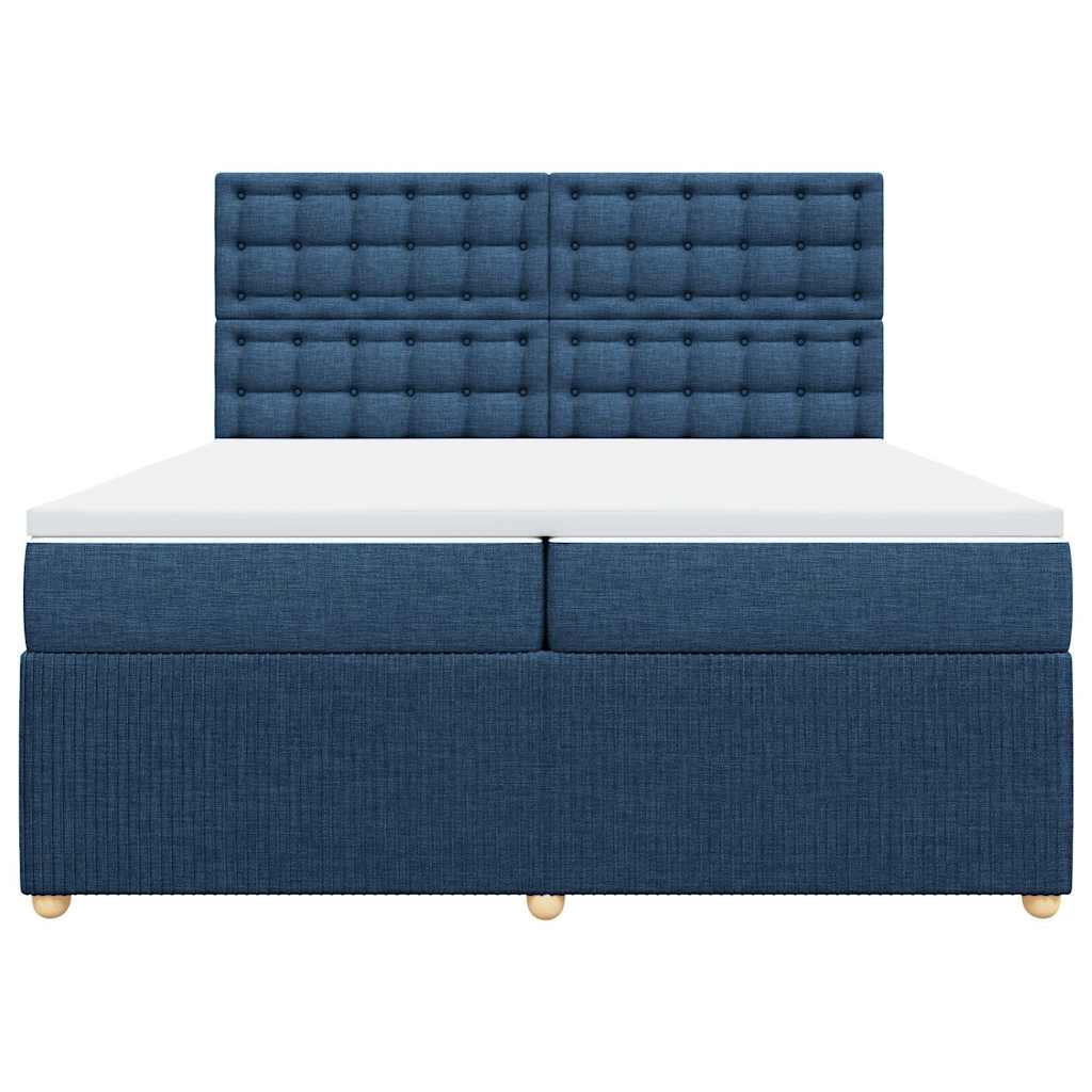 Boxspring met matras stof blauw 200x200 cm
