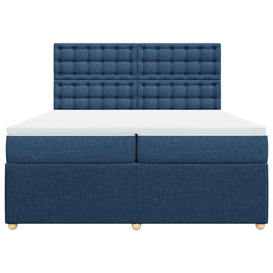 Boxspring met matras stof blauw 200x200 cm