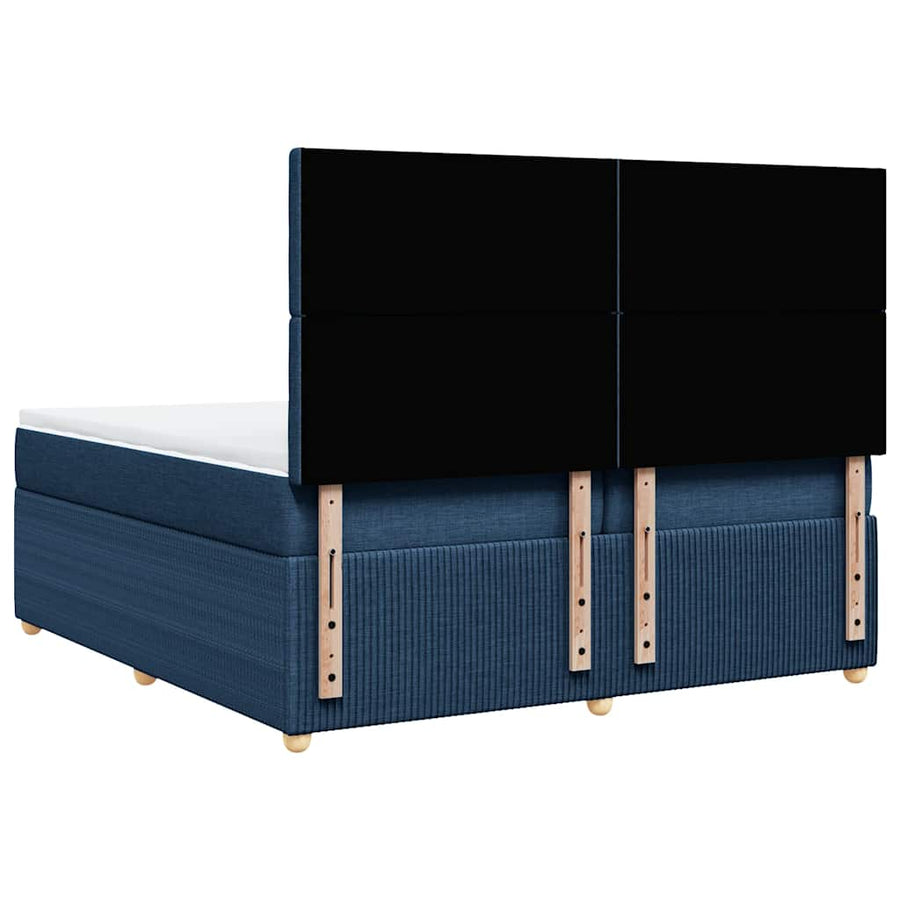 Boxspring met matras stof blauw 200x200 cm
