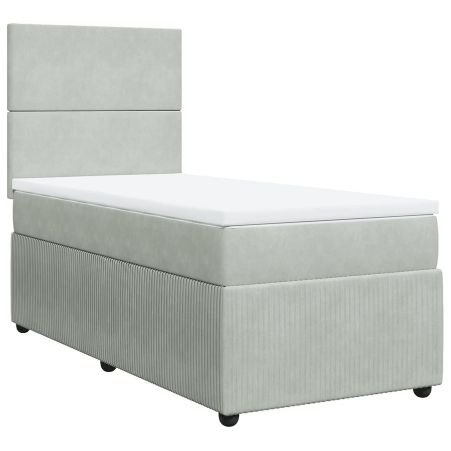 Boxspring met matras fluweel lichtgrijs 80x200 cm