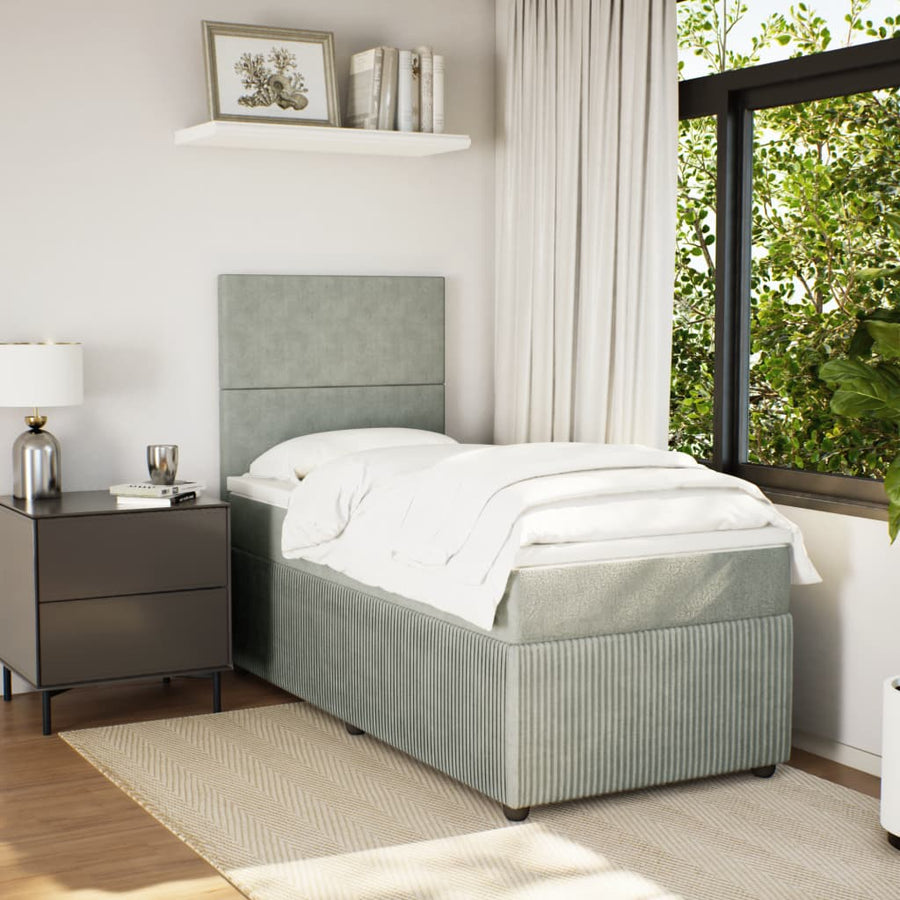 Boxspring met matras fluweel lichtgrijs 80x200 cm