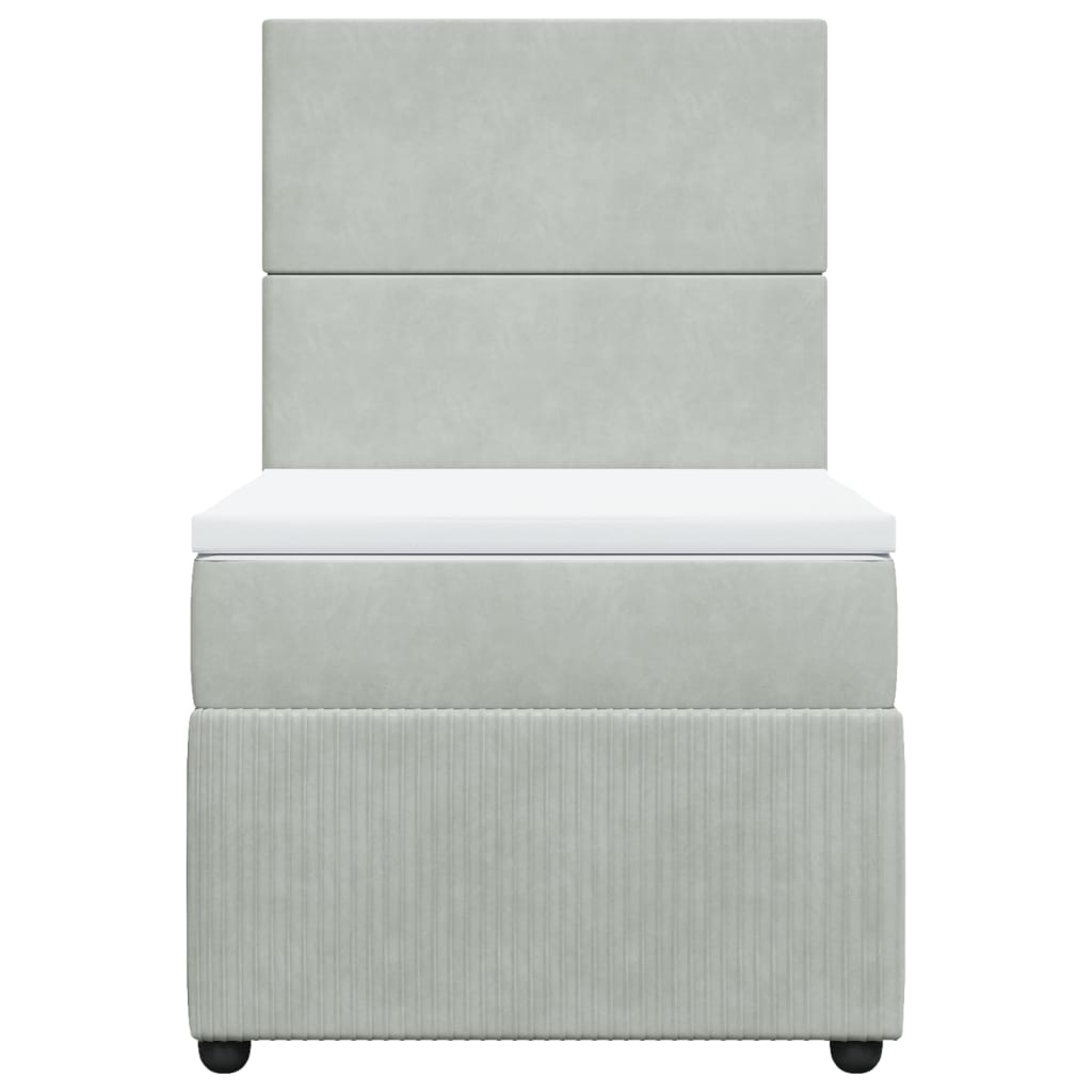 Boxspring met matras fluweel lichtgrijs 80x200 cm