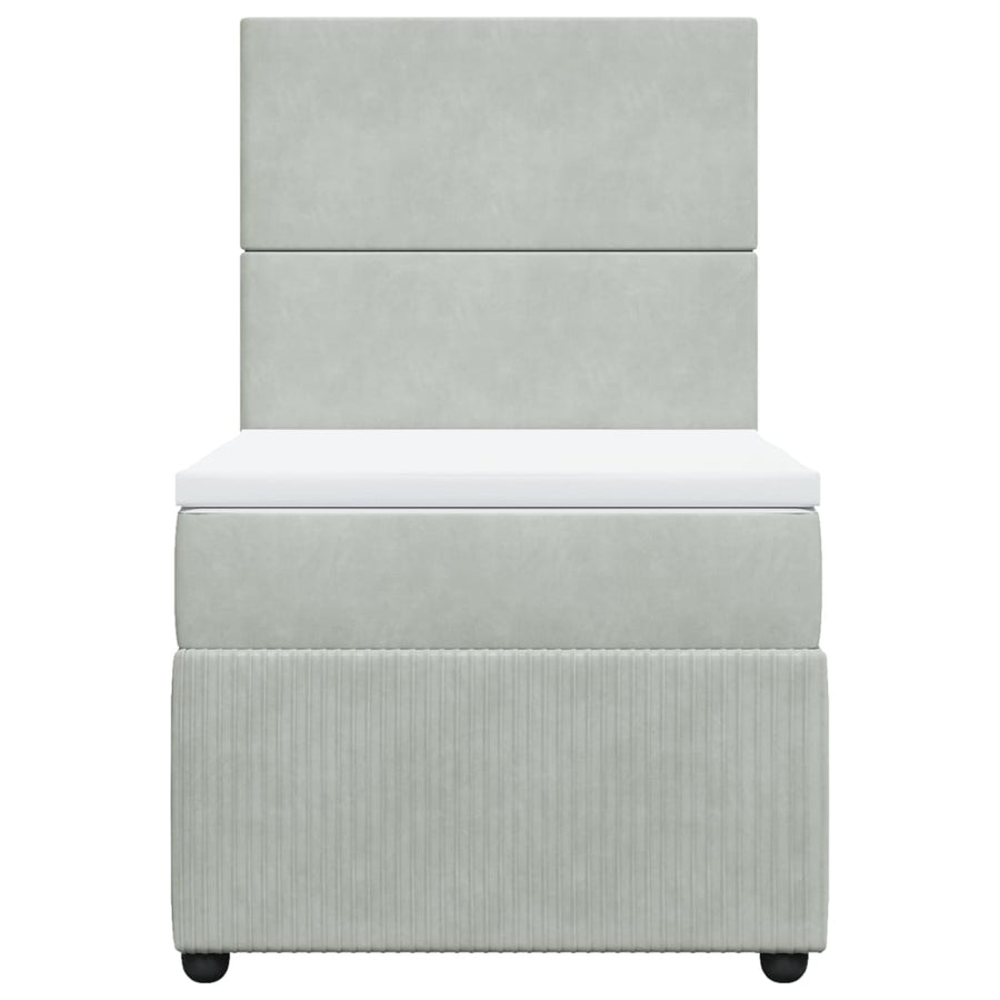 Boxspring met matras fluweel lichtgrijs 80x200 cm