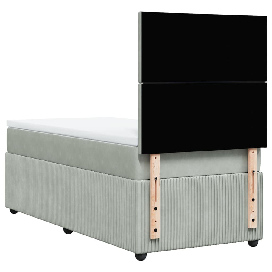 Boxspring met matras fluweel lichtgrijs 80x200 cm