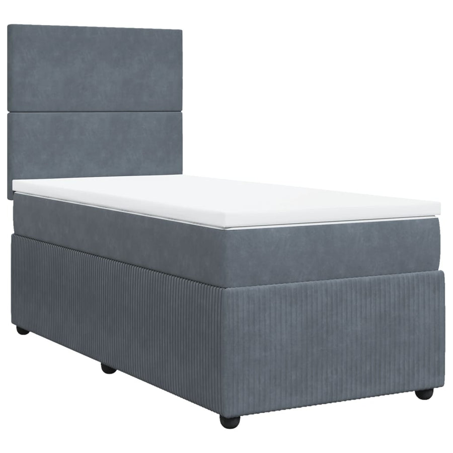 Boxspring met matras fluweel donkergrijs 80x200 cm