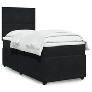 Box spring with mattress velvet black 80x200 cm