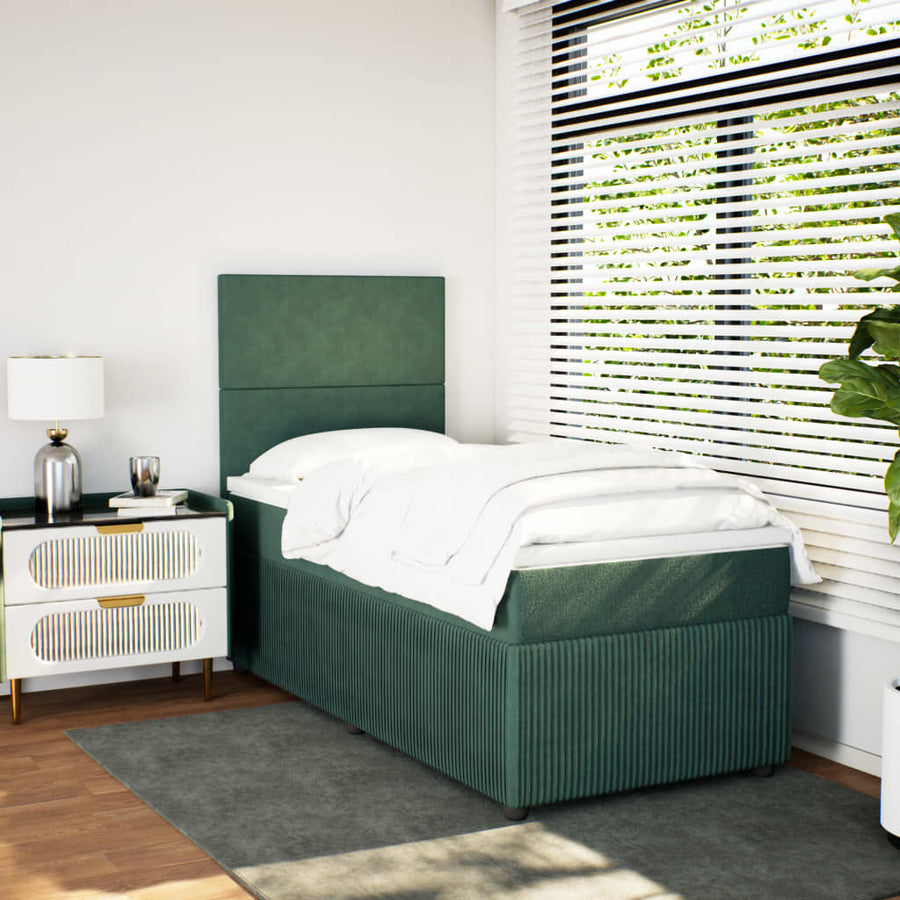 Boxspring met matras fluweel donkergroen 80x200 cm