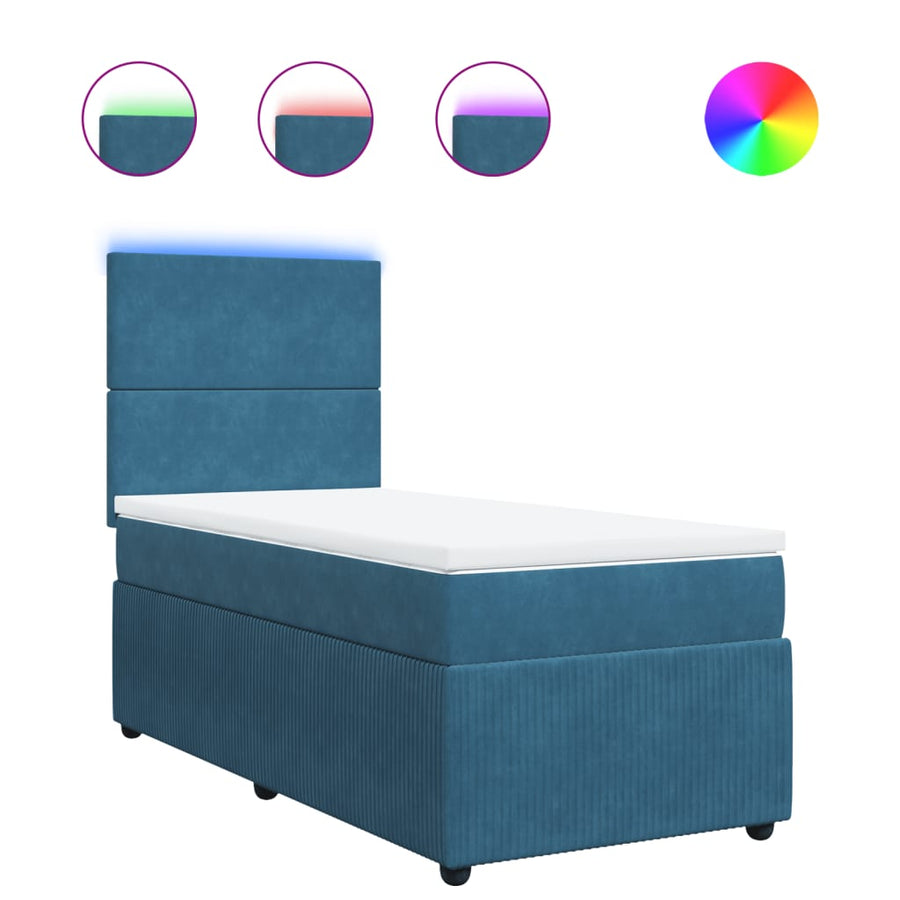 Boxspring met matras fluweel blauw 80x200 cm