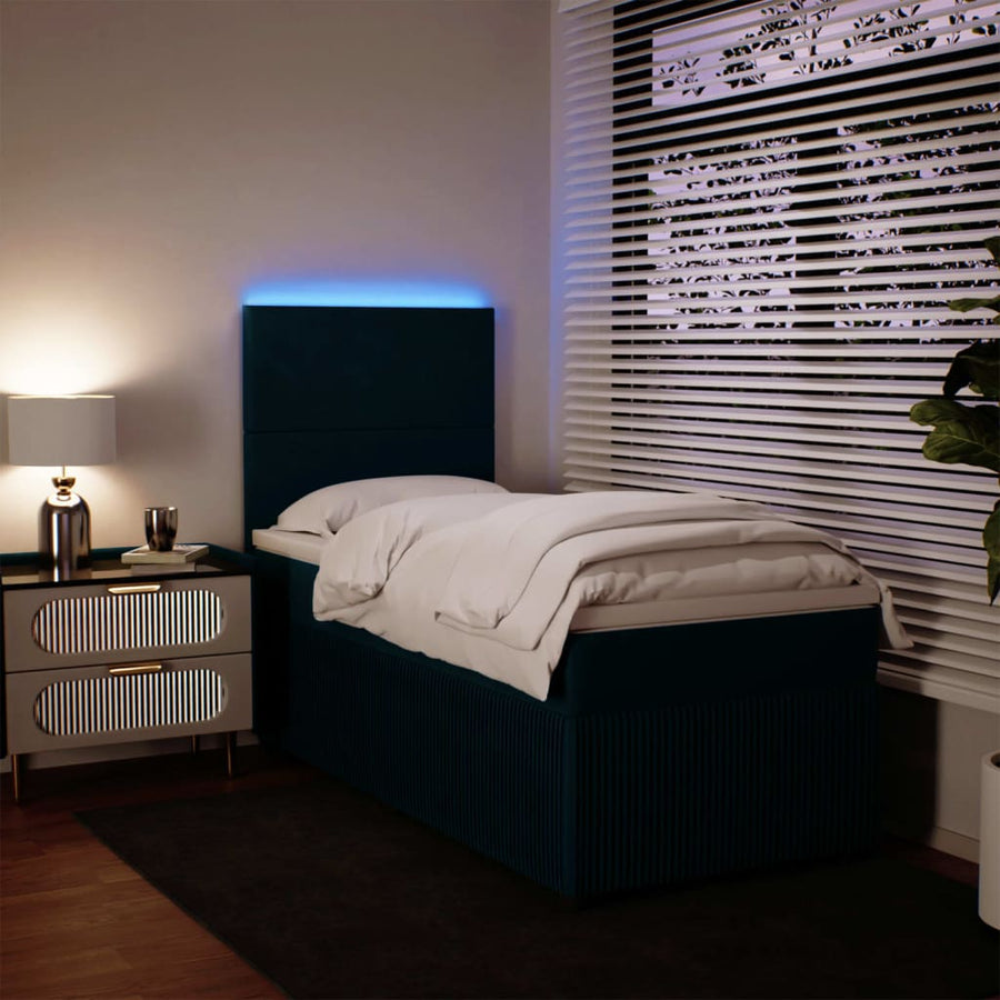 Boxspring met matras fluweel blauw 80x200 cm