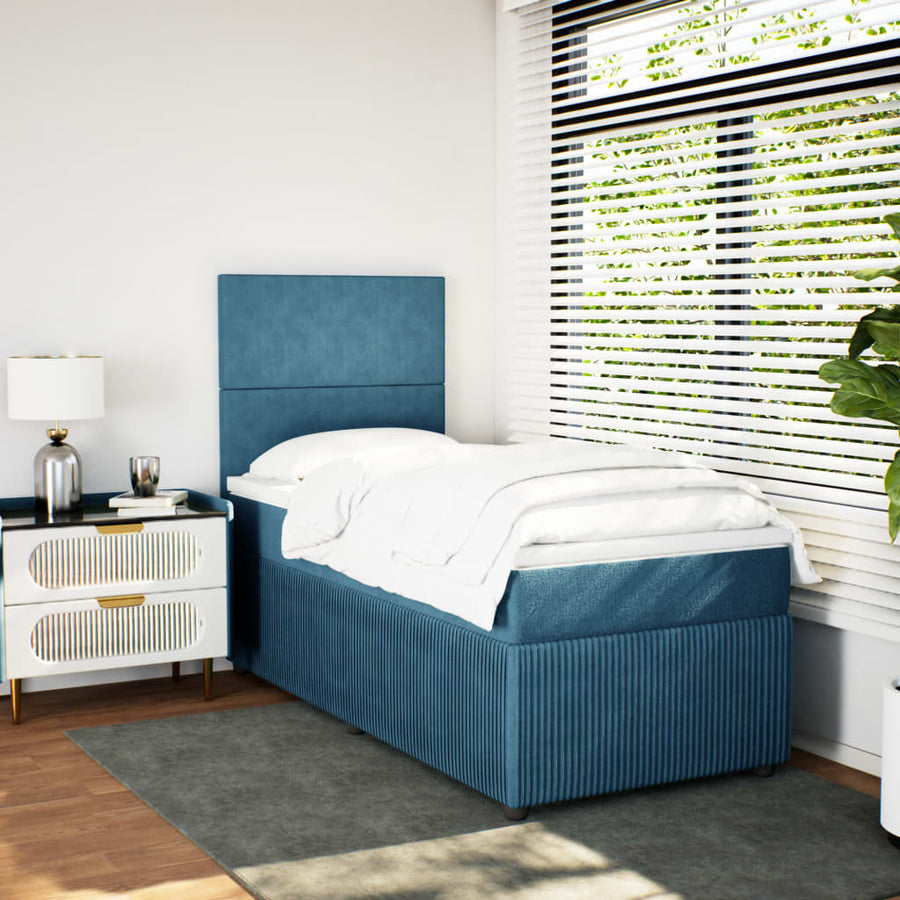 Boxspring met matras fluweel blauw 80x200 cm