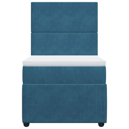 Boxspring met matras fluweel blauw 80x200 cm