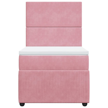 Boxspring met matras fluweel roze 80x200 cm