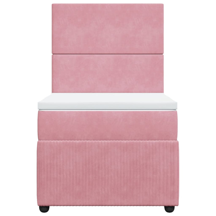 Boxspring met matras fluweel roze 80x200 cm