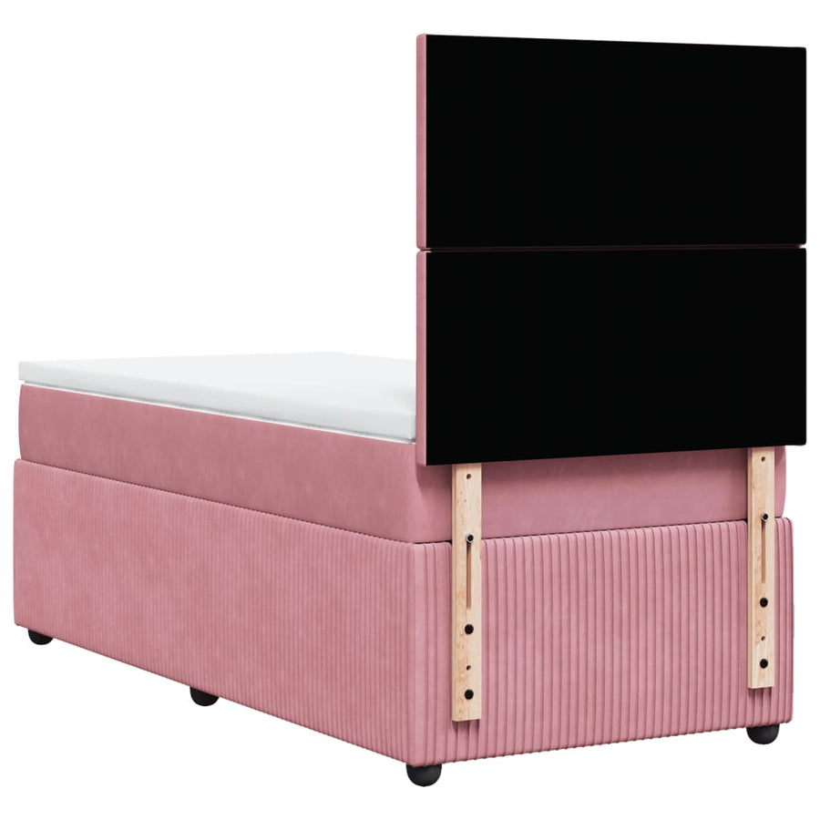 Boxspring met matras fluweel roze 80x200 cm