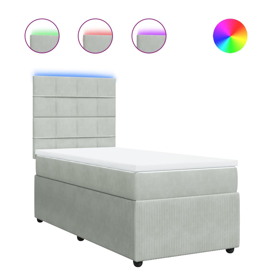 Boxspring met matras fluweel lichtgrijs 80x200 cm