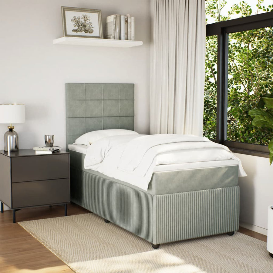 Boxspring met matras fluweel lichtgrijs 80x200 cm
