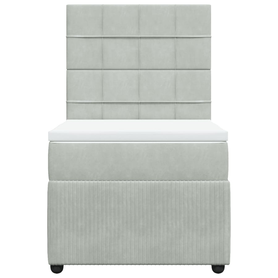 Boxspring met matras fluweel lichtgrijs 80x200 cm
