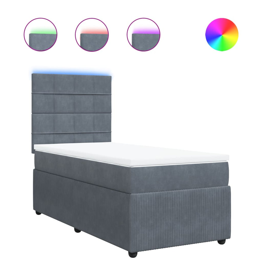 Boxspring met matras fluweel donkergrijs 80x200 cm