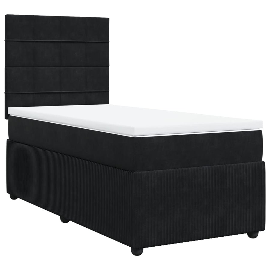 Boxspring met matras fluweel zwart 80x200 cm