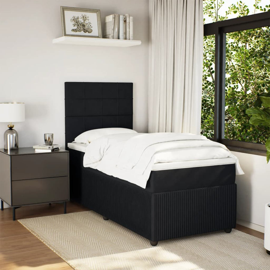 Boxspring met matras fluweel zwart 80x200 cm