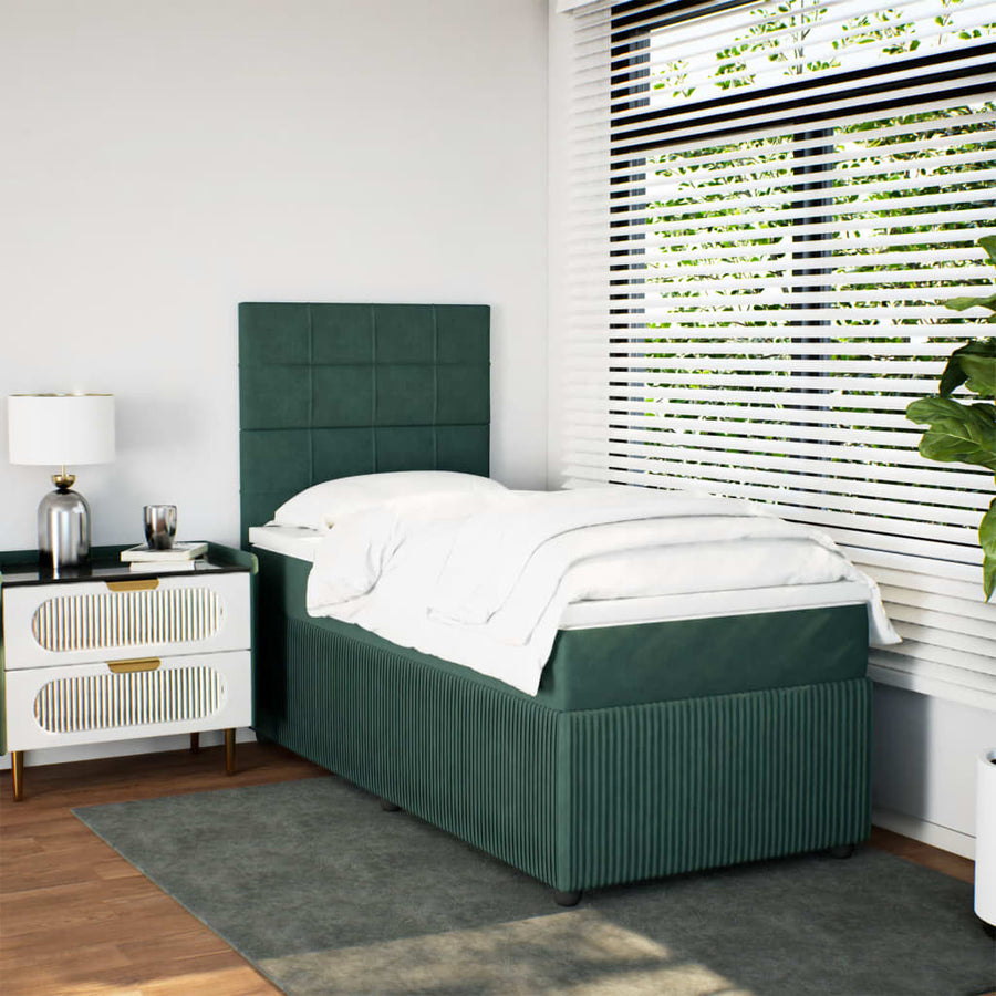 Boxspring met matras fluweel donkergroen 80x200 cm