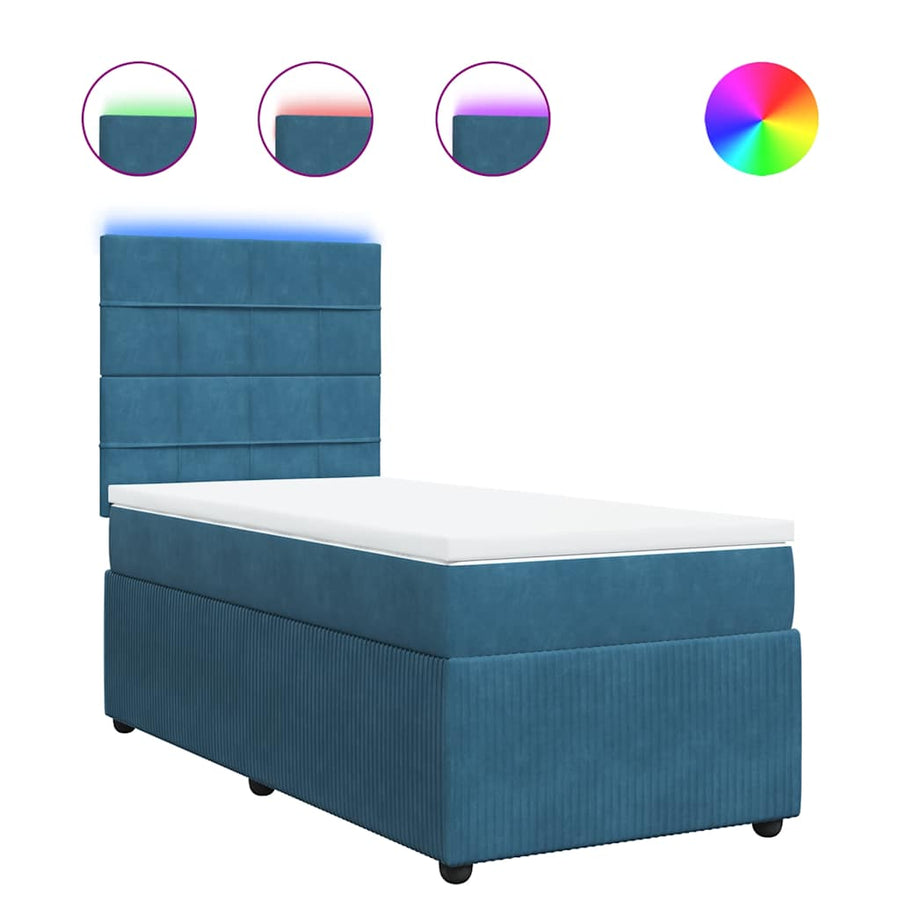 Boxspring met matras fluweel blauw 80x200 cm