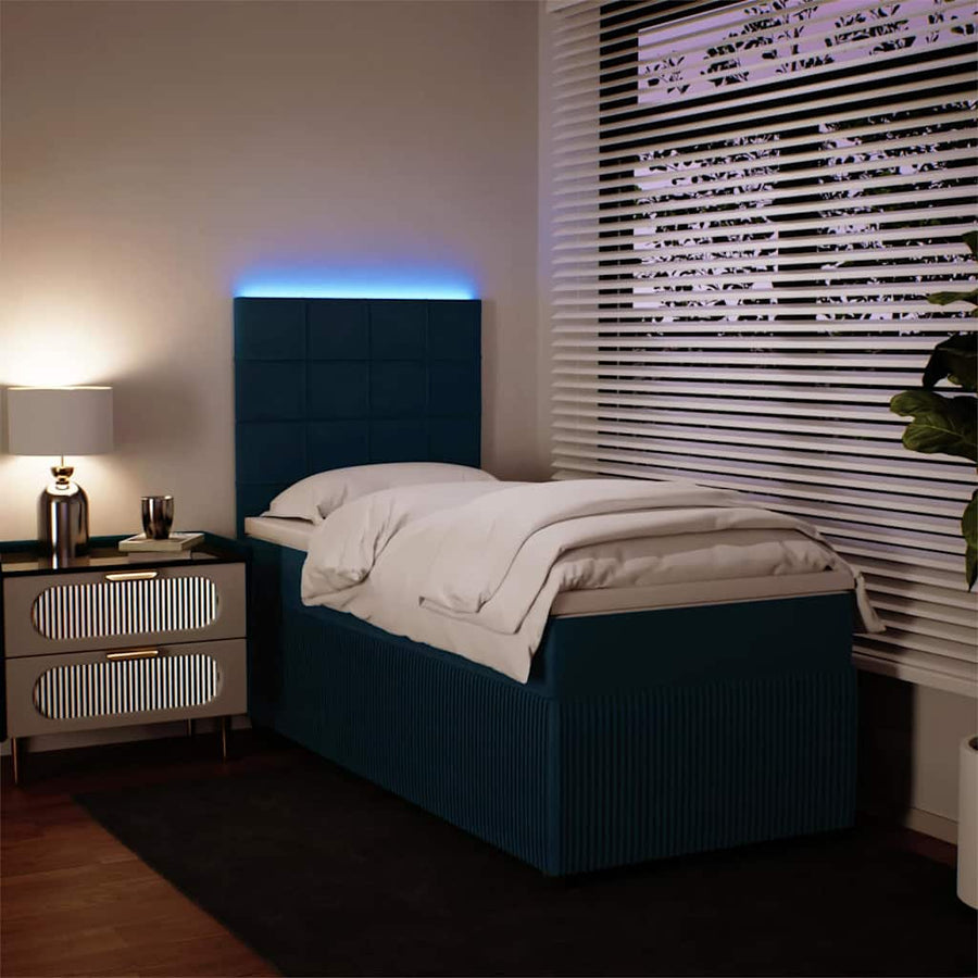 Boxspring met matras fluweel blauw 80x200 cm