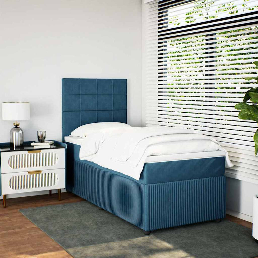 Boxspring met matras fluweel blauw 80x200 cm