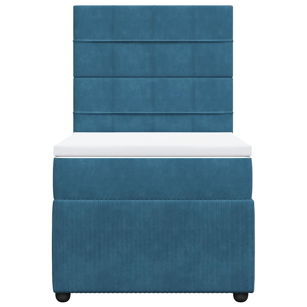 Boxspring met matras fluweel blauw 80x200 cm