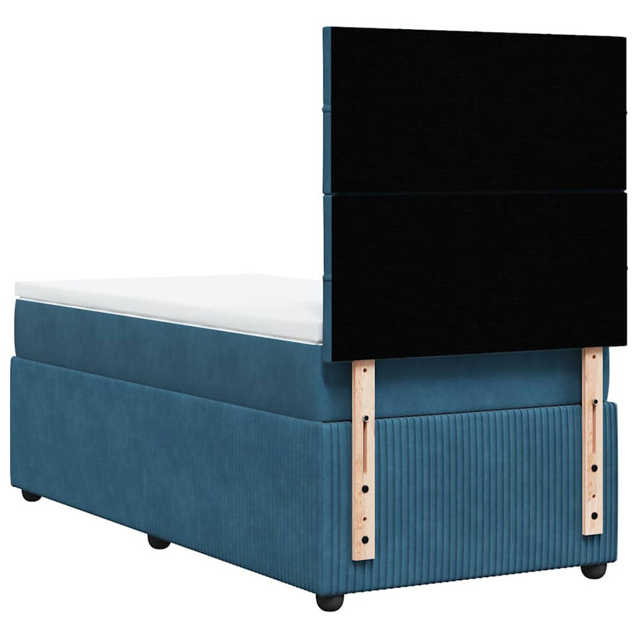 Boxspring met matras fluweel blauw 80x200 cm