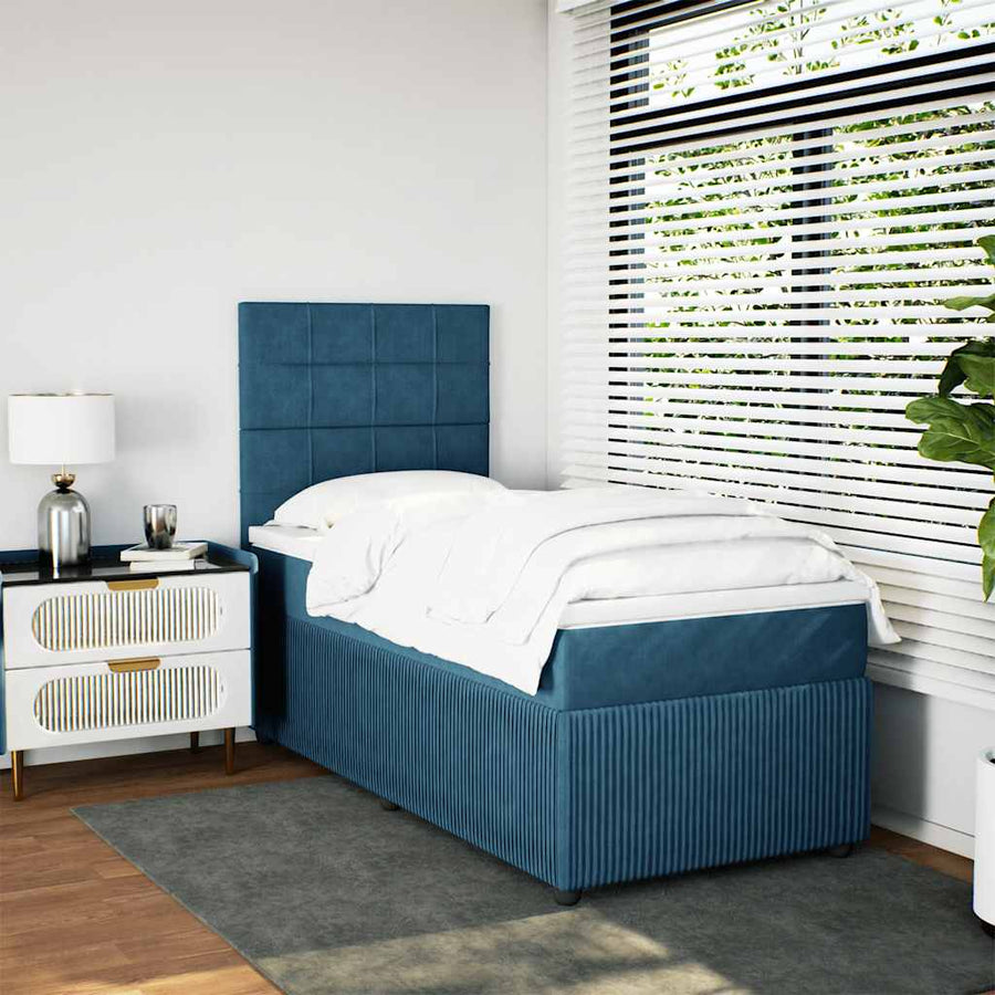 Boxspring met matras fluweel blauw 80x200 cm