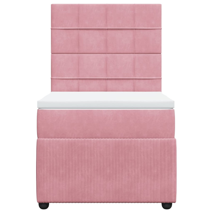Boxspring met matras fluweel roze 80x200 cm