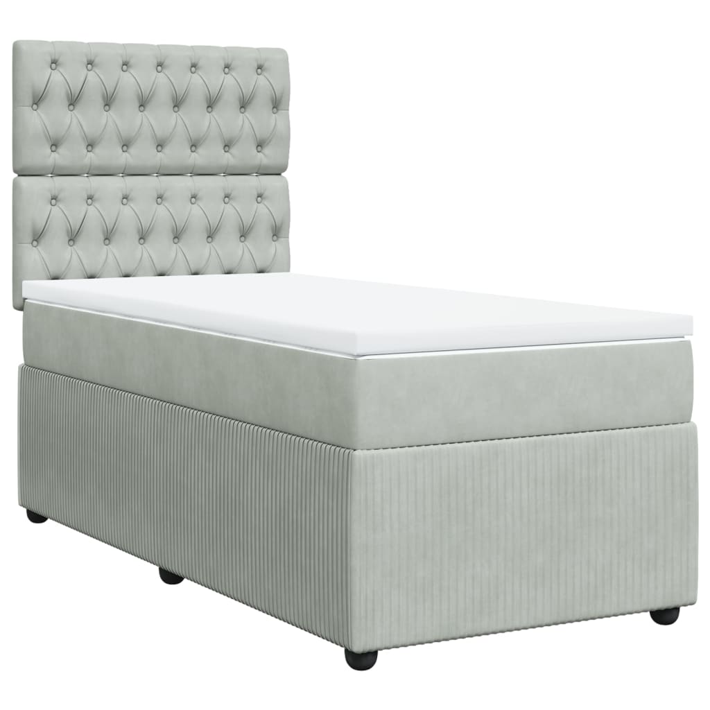 Boxspring met matras fluweel lichtgrijs 80x200 cm