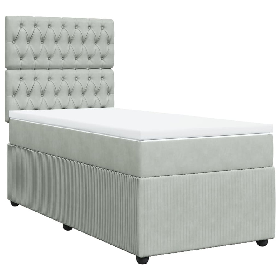 Boxspring met matras fluweel lichtgrijs 80x200 cm