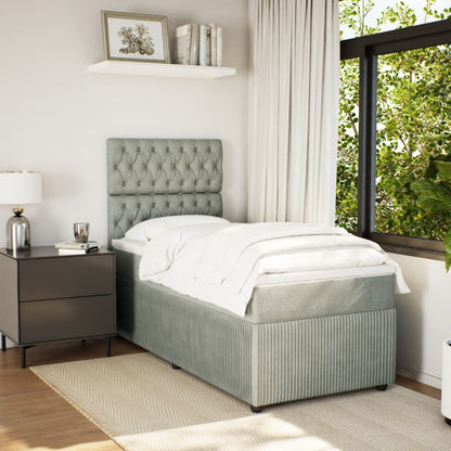 Boxspring met matras fluweel lichtgrijs 80x200 cm