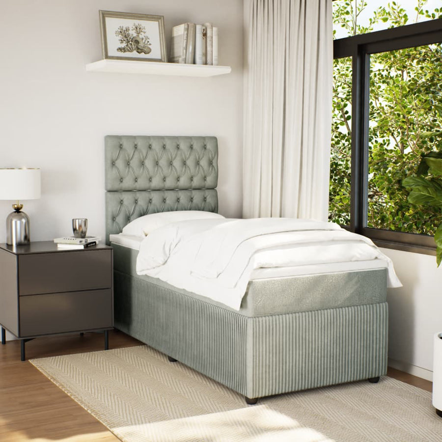 Boxspring met matras fluweel lichtgrijs 80x200 cm