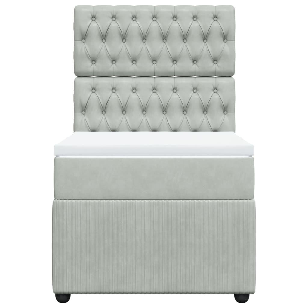 Boxspring met matras fluweel lichtgrijs 80x200 cm