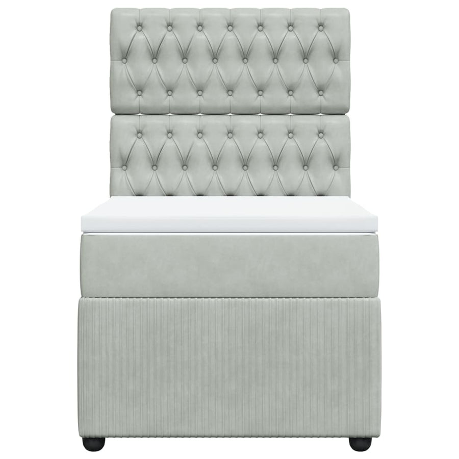 Boxspring met matras fluweel lichtgrijs 80x200 cm