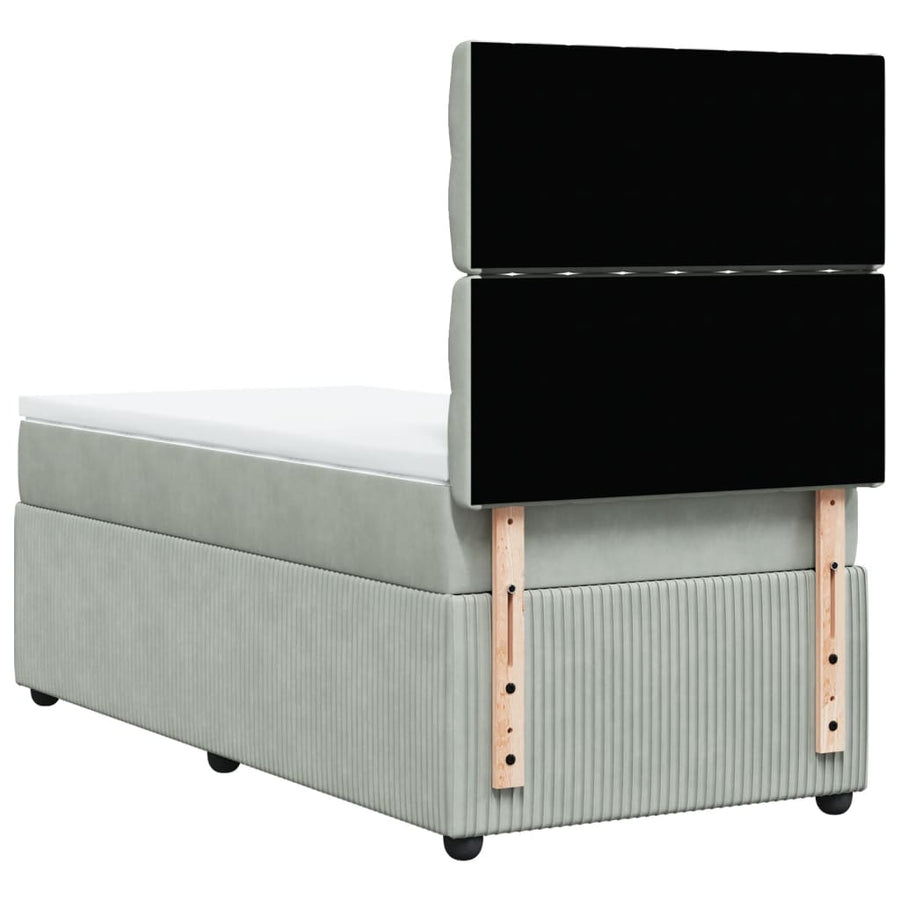 Boxspring met matras fluweel lichtgrijs 80x200 cm