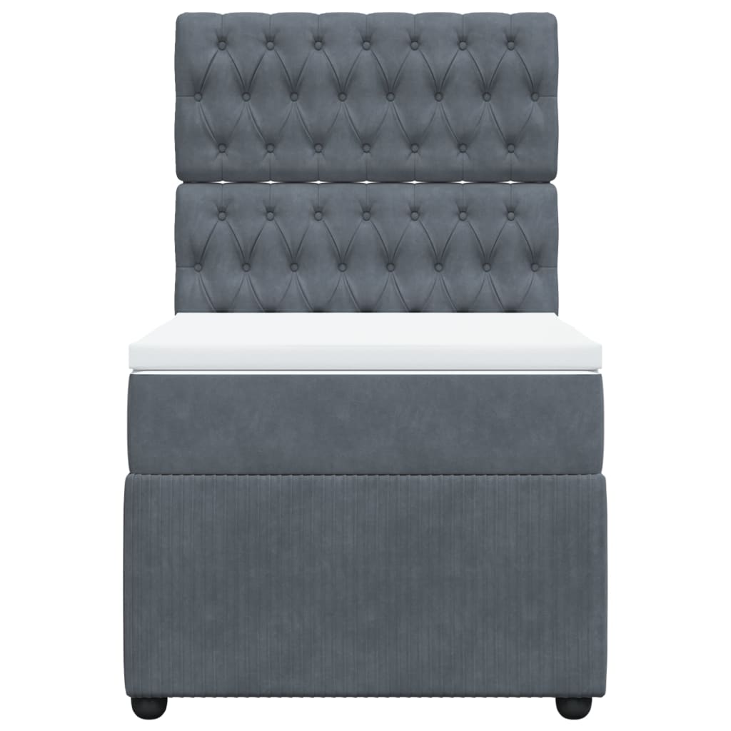 Boxspring met matras fluweel donkergrijs 80x200 cm