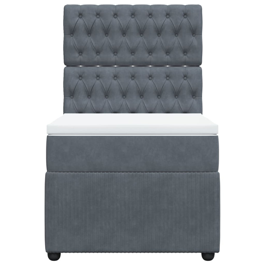 Boxspring met matras fluweel donkergrijs 80x200 cm